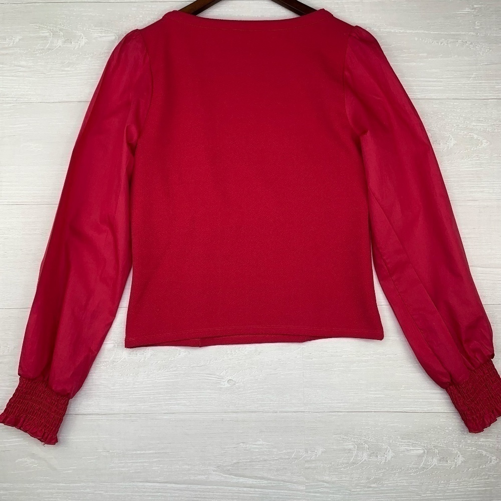 by Anthropologie Women's Long Sleeve Medium Pink Blouse with Ruffle Cuff Size M - Picture 9 of 9